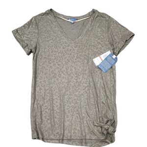 Democracy Core Essential V Neck Metallic Animal Print Tie Knot Front XS